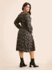 Polka Dot Shirred Belted Split Hem Dress sold by Bloomchic