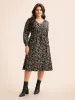 Polka Dot Shirred Belted Split Hem Dress sold by Bloomchic