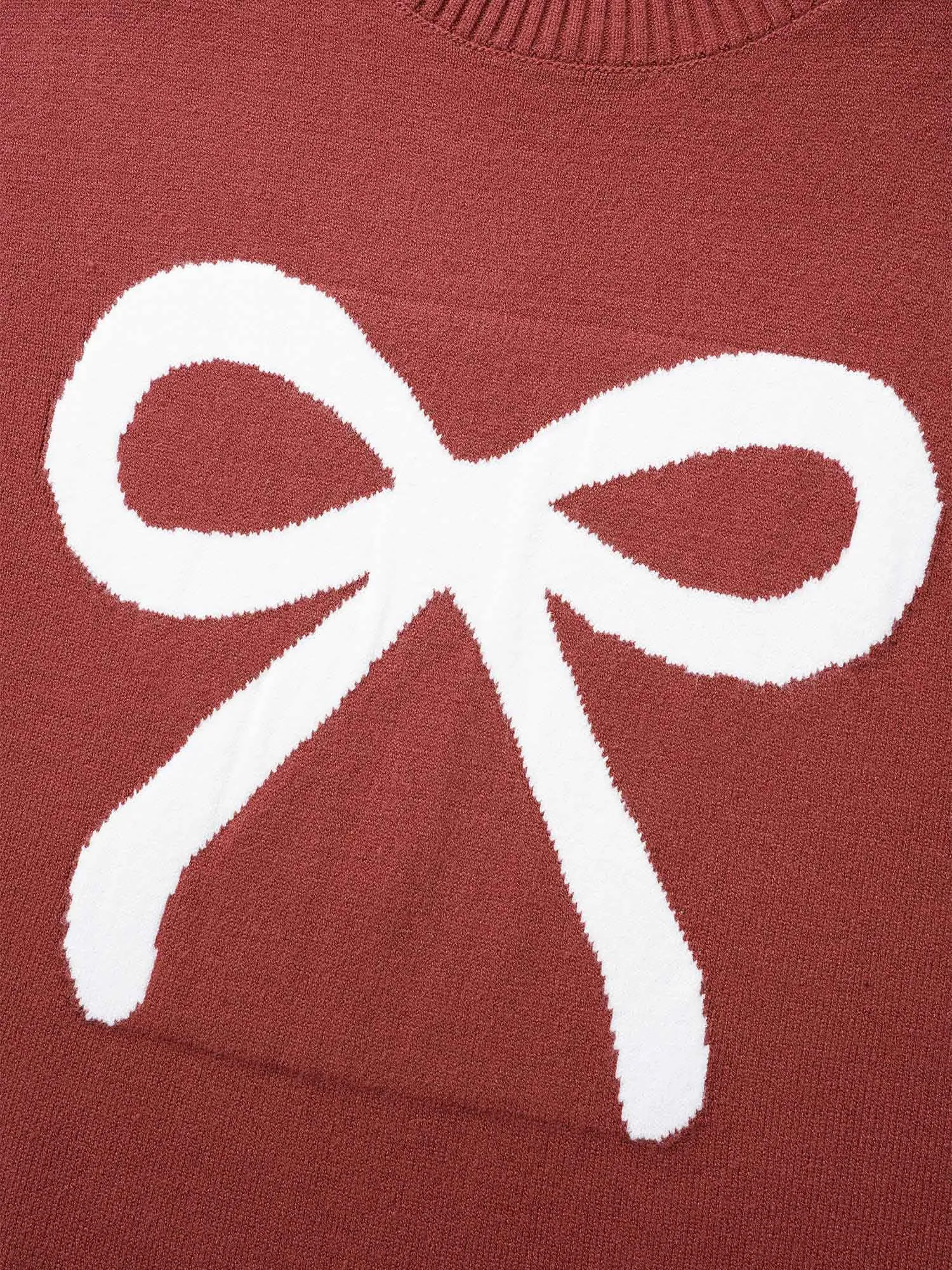 Bowknot Jacquard Drop Shoulder Pullover sold by Bloomchic product image thumbnail 5