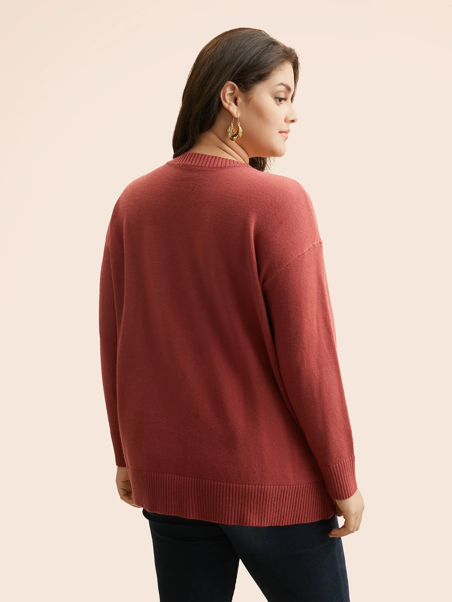 Bowknot Jacquard Drop Shoulder Pullover sold by Bloomchic product image thumbnail 2