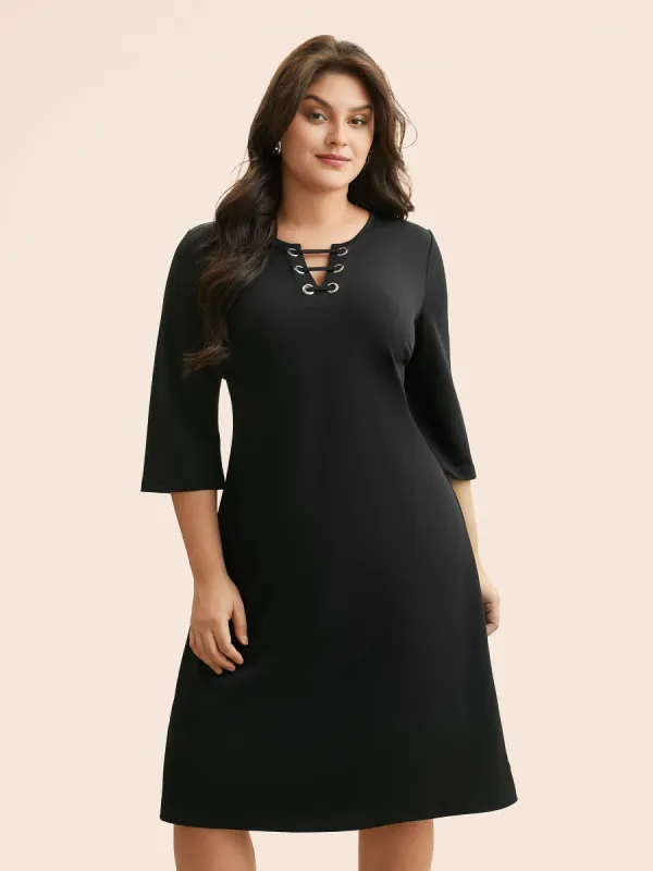 Solid Cut Out Eyelet Dress sold by Bloomchic