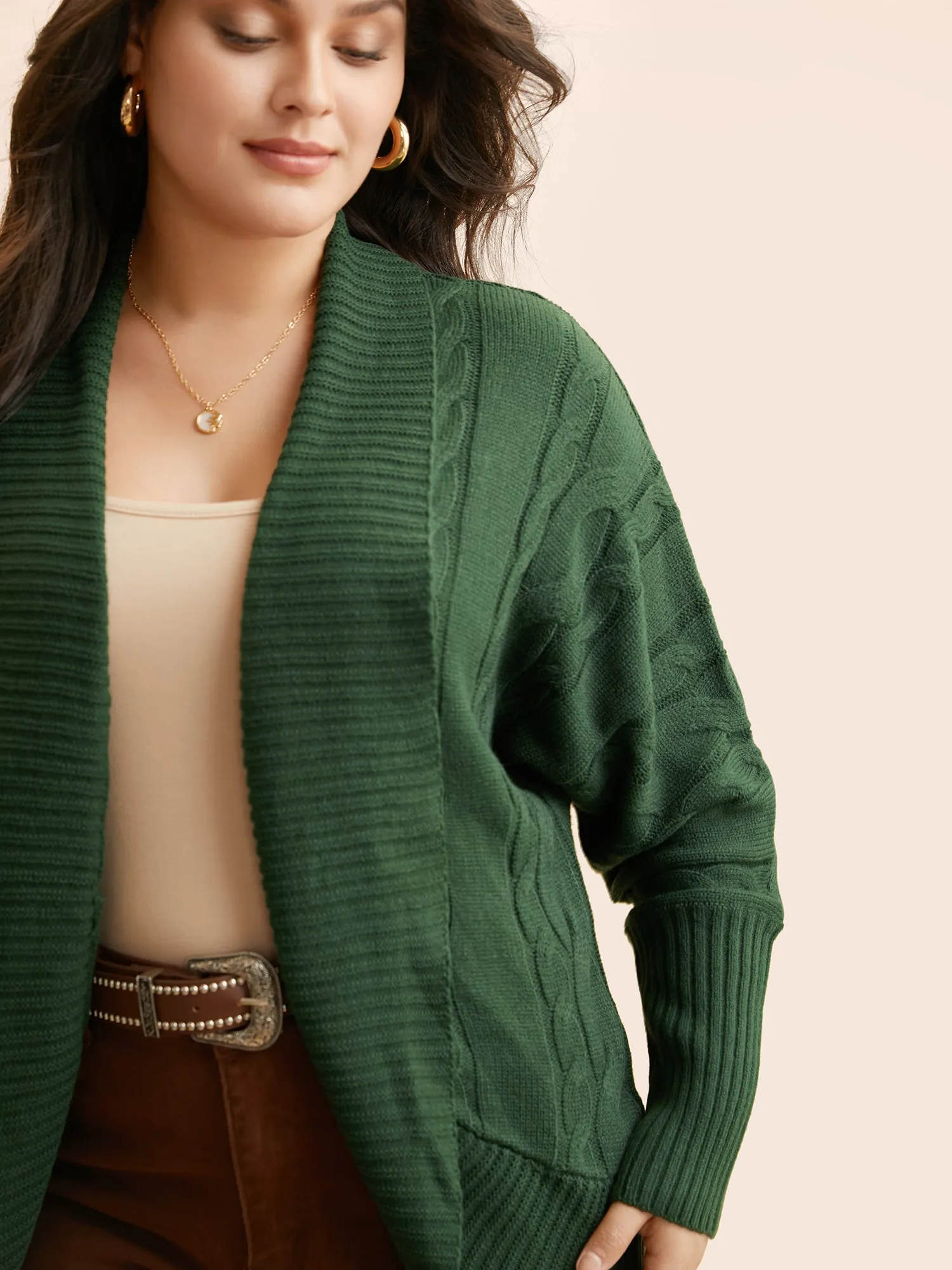 Texture Cable Knit Dolman Sleeve Cardigan sold by Bloomchic product image thumbnail 4