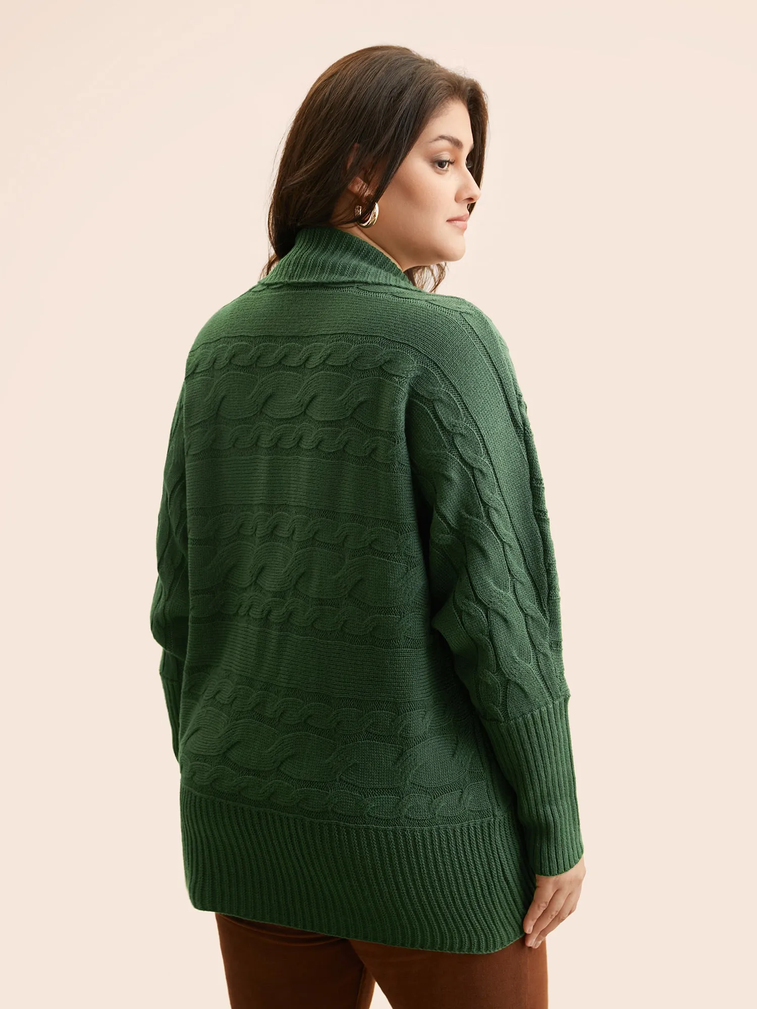Texture Cable Knit Dolman Sleeve Cardigan sold by Bloomchic product image thumbnail 2