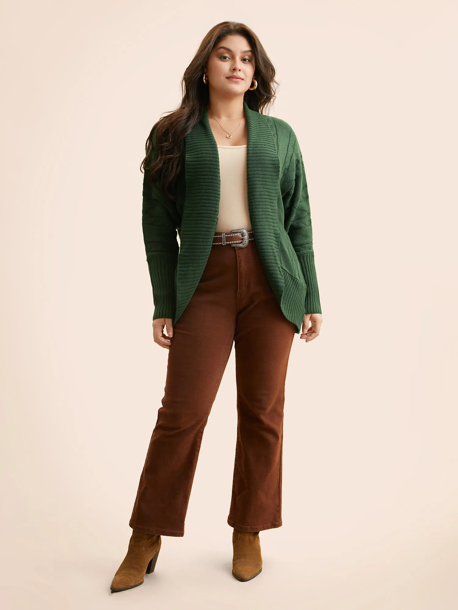 Texture Cable Knit Dolman Sleeve Cardigan sold by Bloomchic product image thumbnail 3
