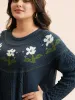 Floral Jacquard Raglan Sleeve Pullover sold by Bloomchic