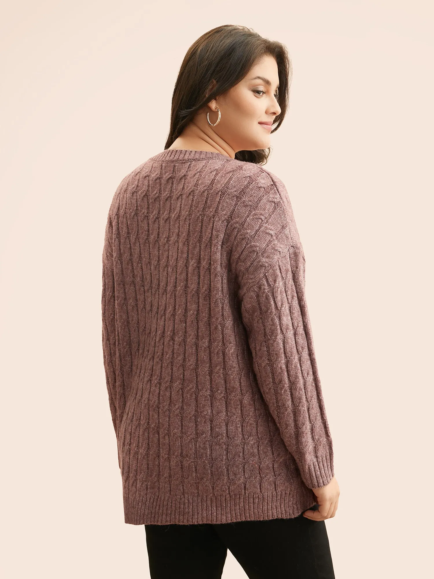 Heather Texture Cable Knit Pullover sold by Bloomchic product image thumbnail 2