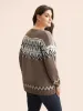 Round Neck Geometric Drop Shoulder Cardigan sold by Bloomchic