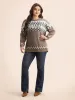 Round Neck Geometric Drop Shoulder Cardigan sold by Bloomchic