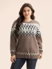 Round Neck Geometric Drop Shoulder Cardigan sold by Bloomchic