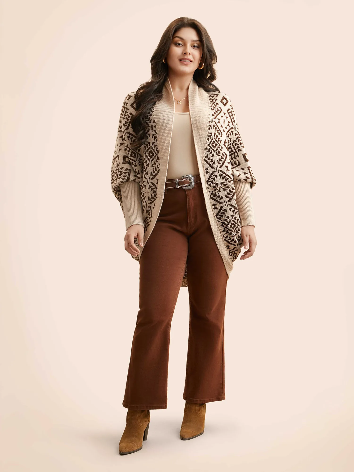 Bandana Geometric Dolman Sleeve Cardigan sold by Bloomchic product image thumbnail 5