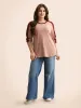 Waffle Knit Contrast Patchwork T-shirt sold by Bloomchic