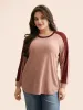 Waffle Knit Contrast Patchwork T-shirt sold by Bloomchic