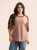 Waffle Knit Contrast Patchwork T-shirt sold by Bloomchic