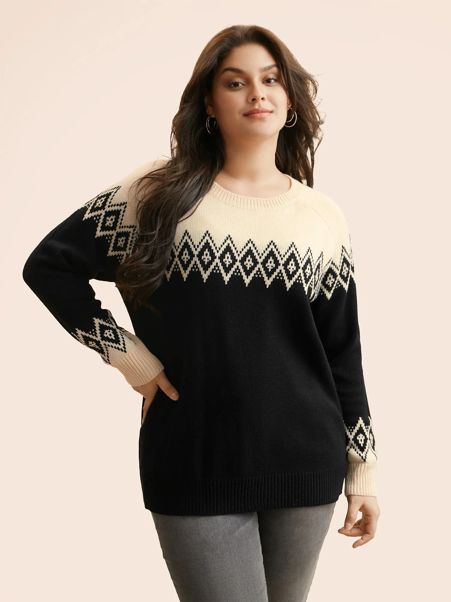 Bandana Geometric Raglan Sleeve Pullover sold by Bloomchic product image thumbnail 4