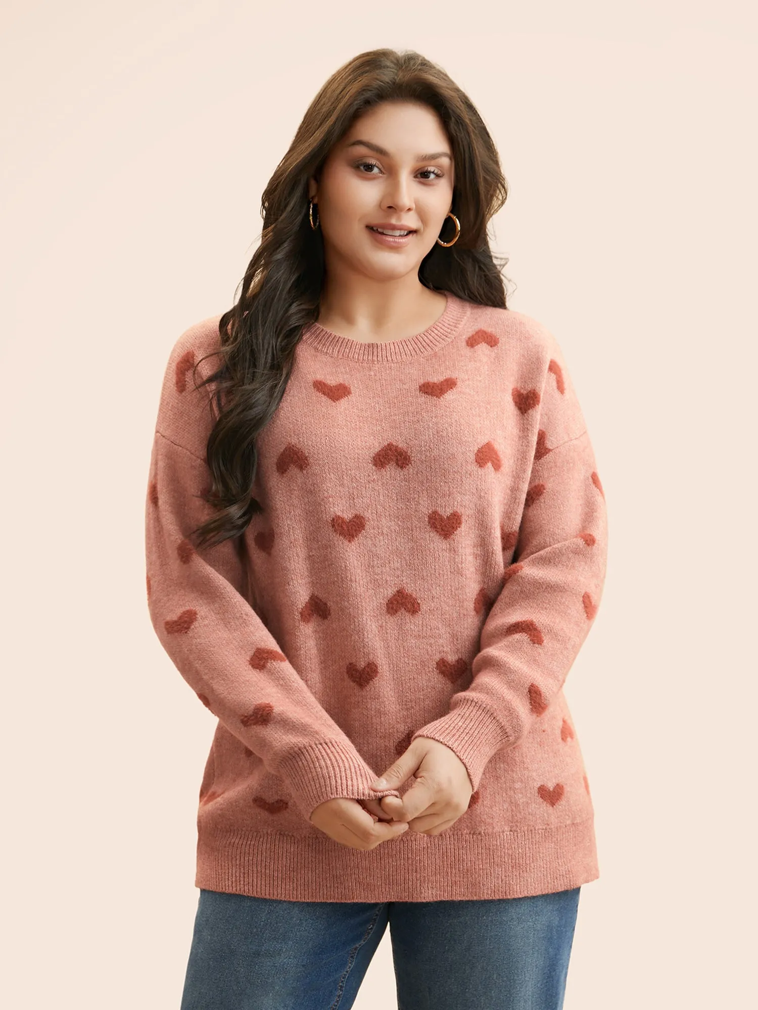 Heart Shaped Drop Shoulder Pullover sold by Bloomchic