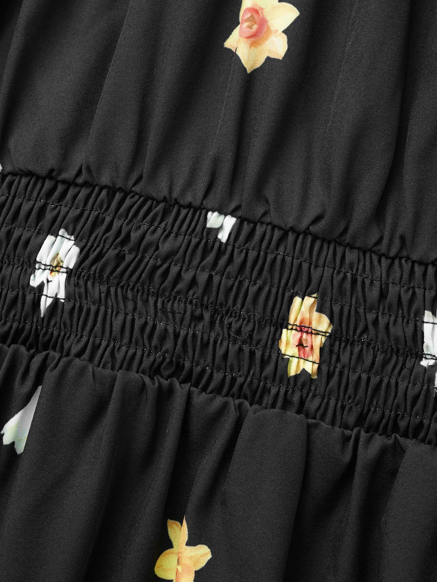 Boho Print Shirred Gathered Maxi Dress sold by Bloomchic product image thumbnail 5