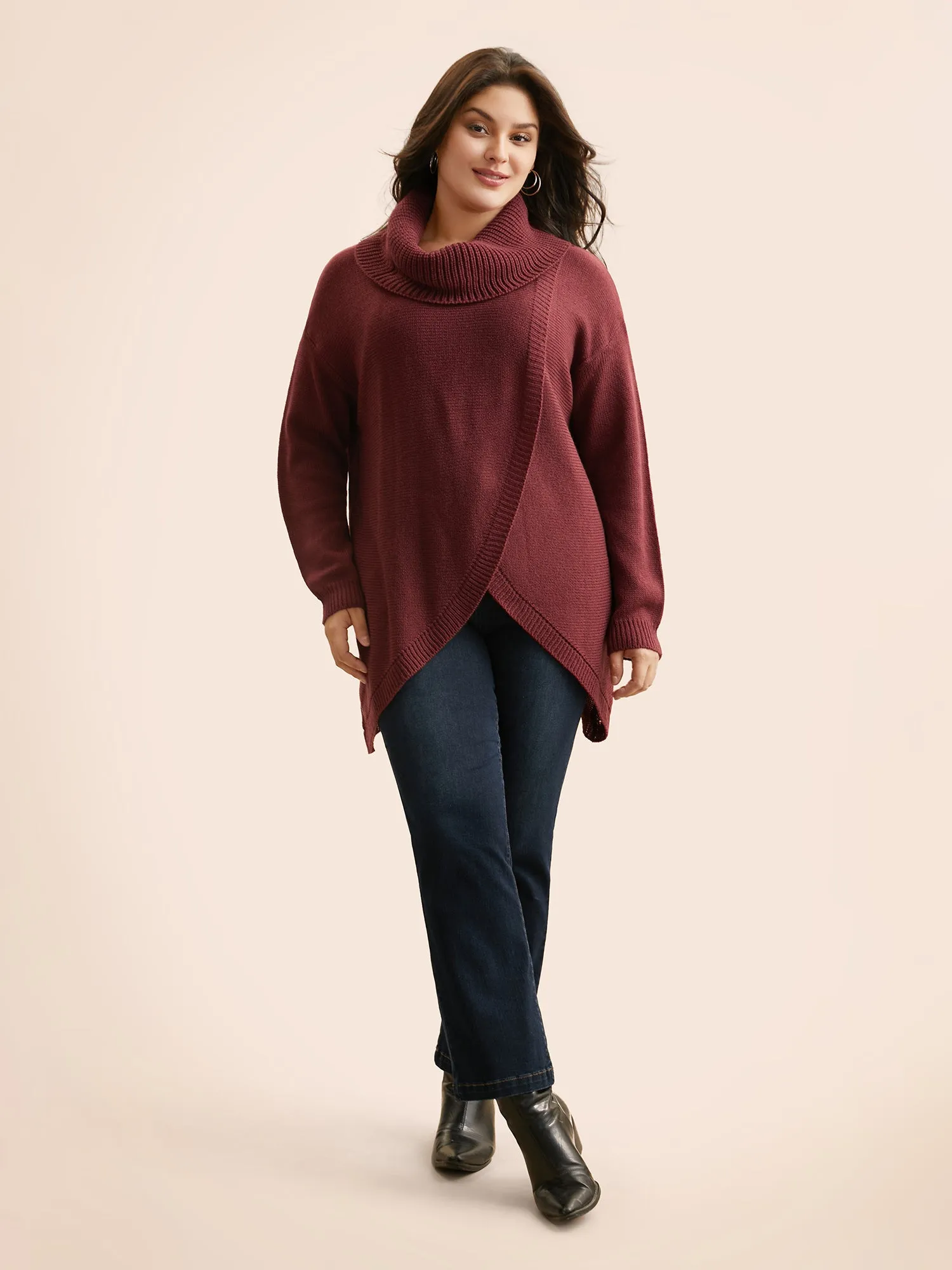 Texture Turtleneck Slit Front Pullover sold by Bloomchic product image thumbnail 2