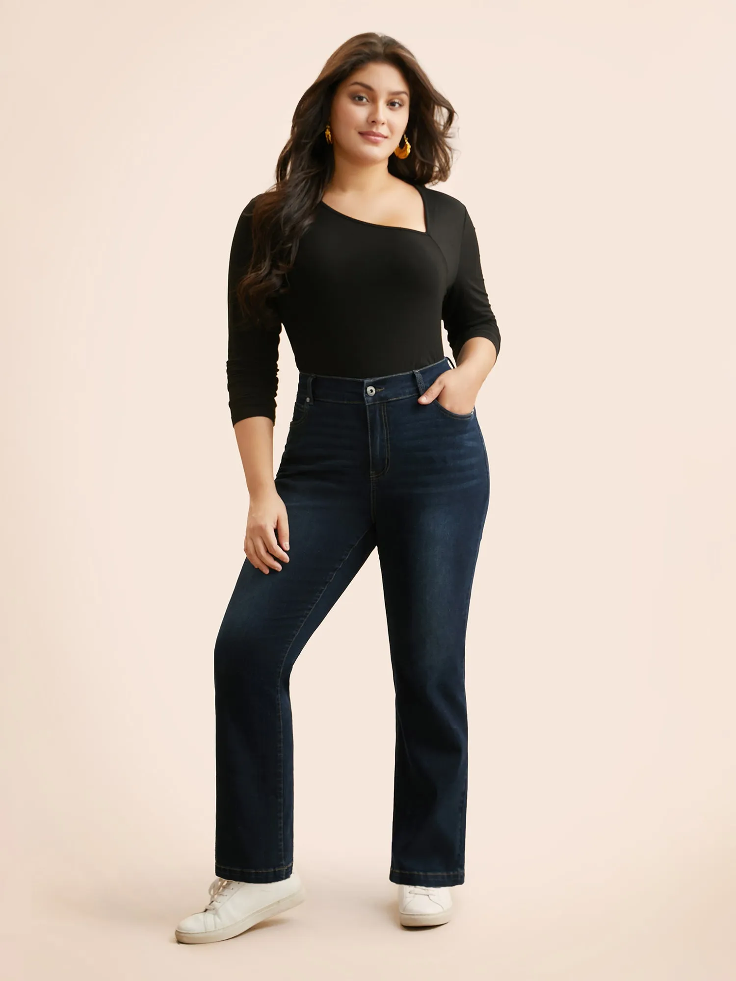 Dark Wash Medium Stretch Jeans sold by Bloomchic product image thumbnail 2