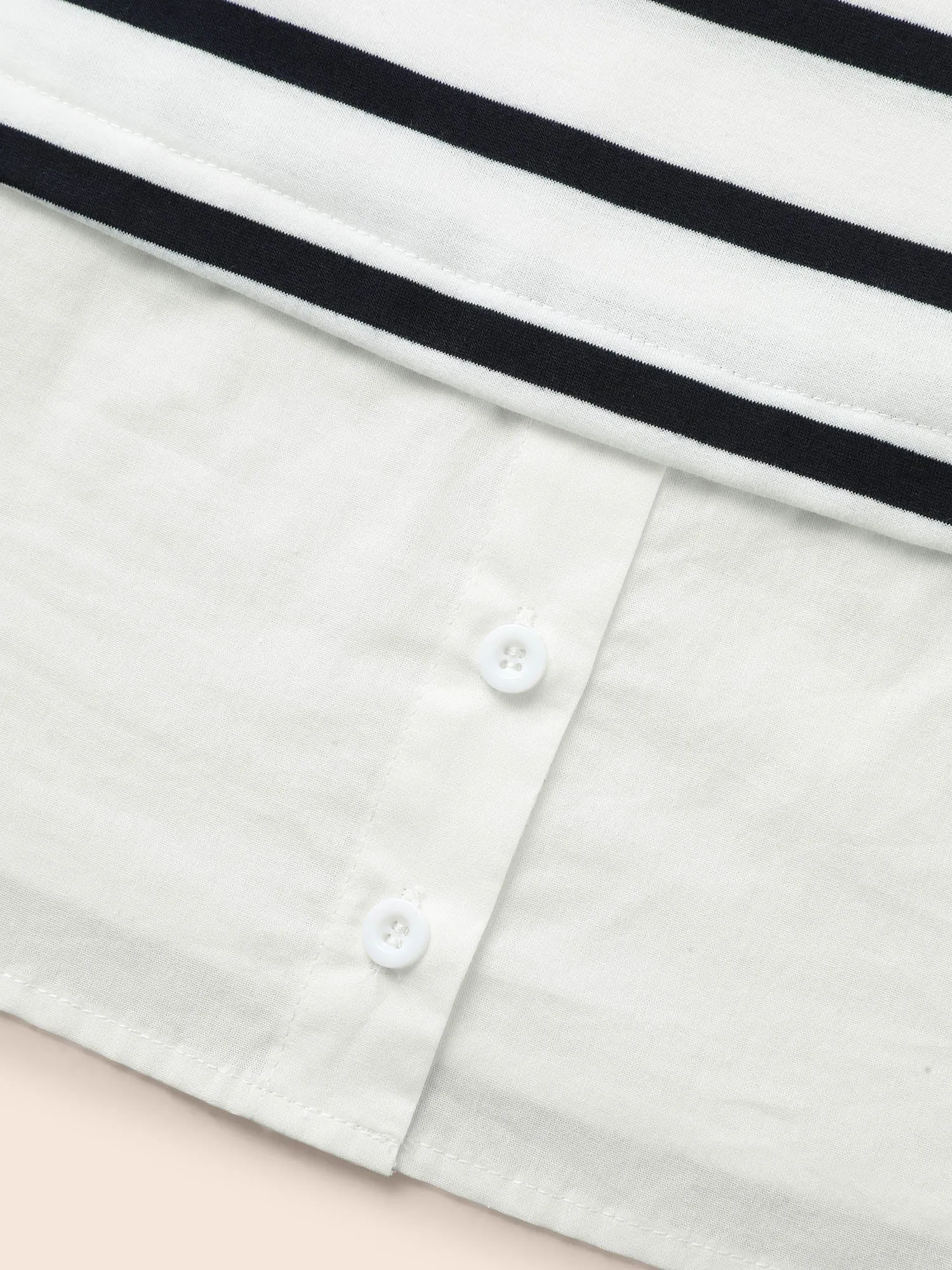 2-In-1 Striped Patchwork Button Detail Sweatshirt sold by Bloomchic product image thumbnail 5