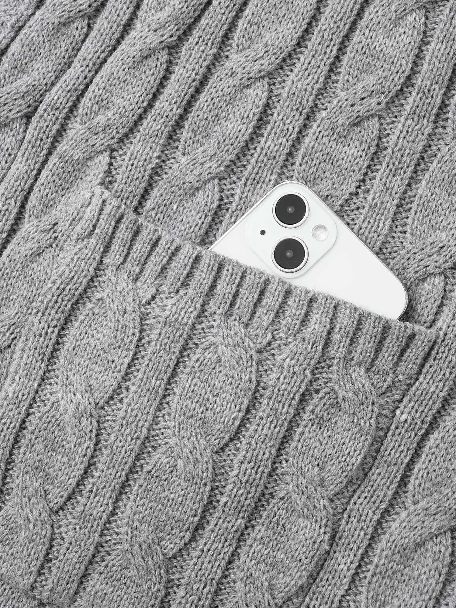 Cable Knit Drop Shoulder Sleeve Cardigan sold by Bloomchic product image thumbnail 5