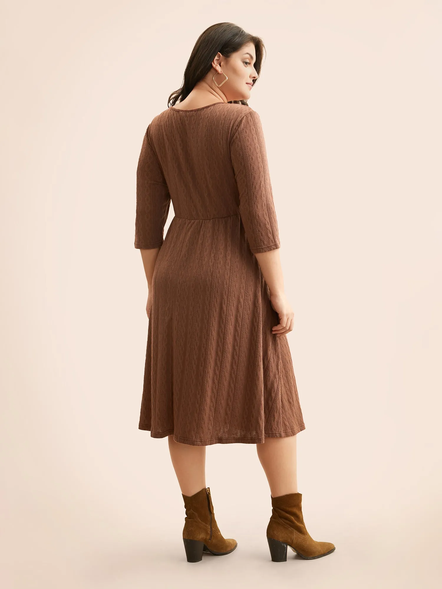 Plain Textured Button Detail Midi Dress sold by Bloomchic product image thumbnail 3