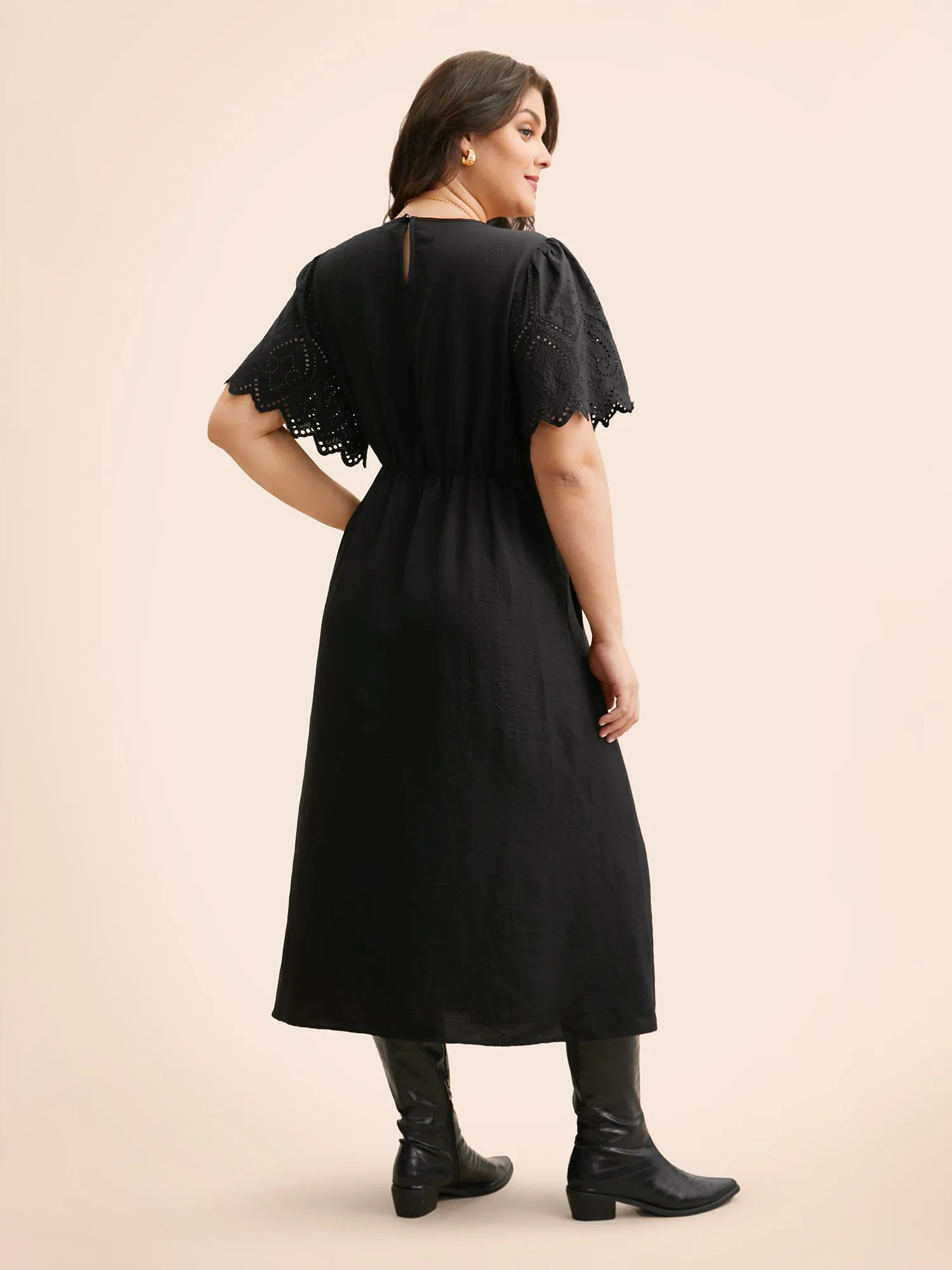 Broderie Anglaise Woven Ribbon Midi Dress sold by Bloomchic product image thumbnail 4