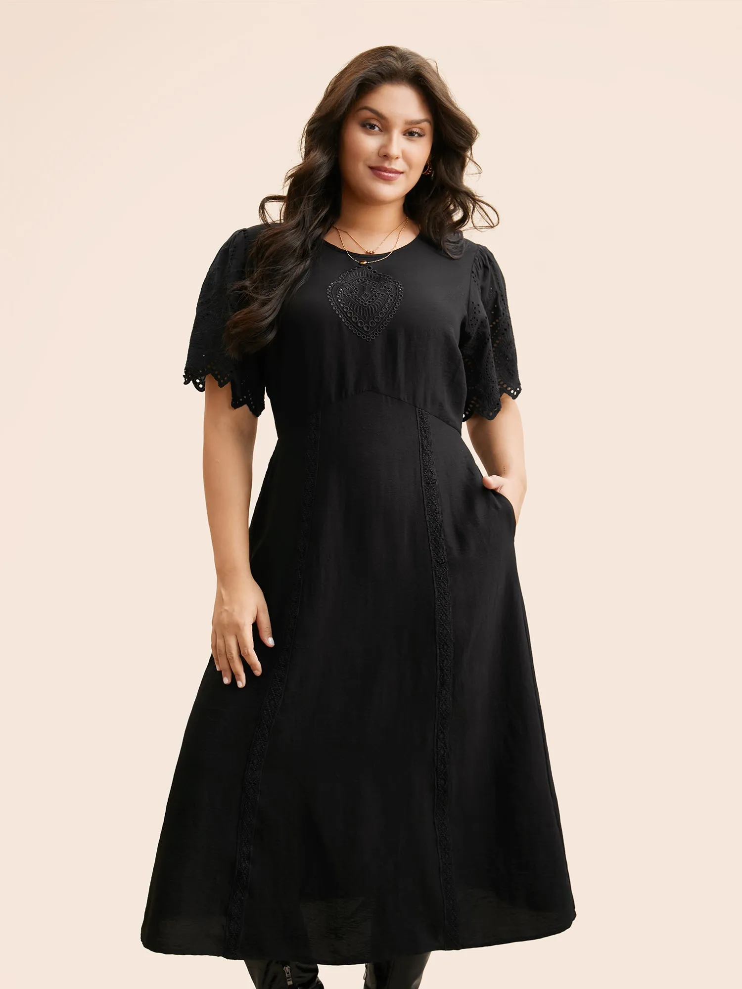 Broderie Anglaise Woven Ribbon Midi Dress sold by Bloomchic product image thumbnail 3