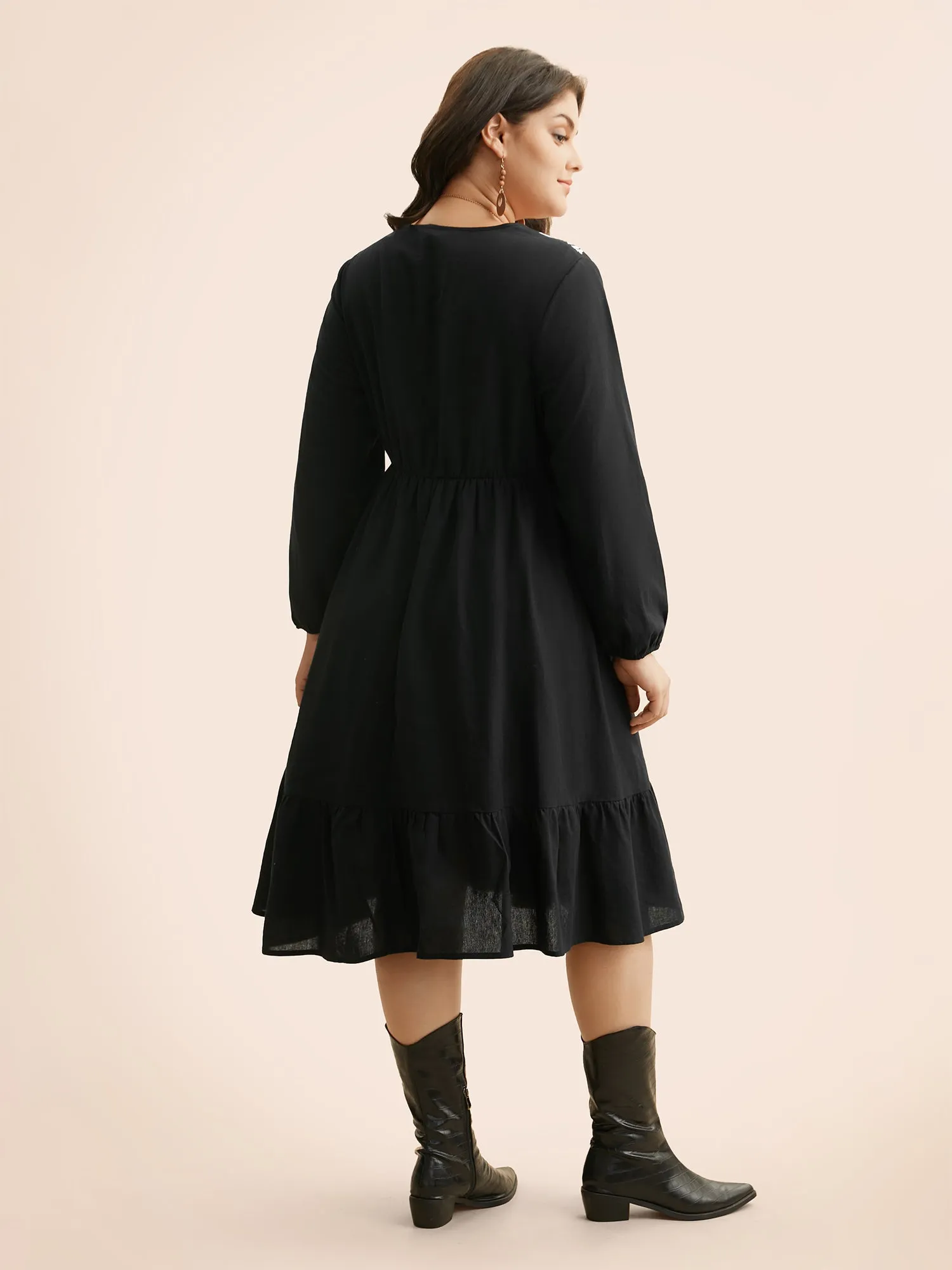 Boho Print Overlap Collar Midi Dress sold by Bloomchic product image thumbnail 3