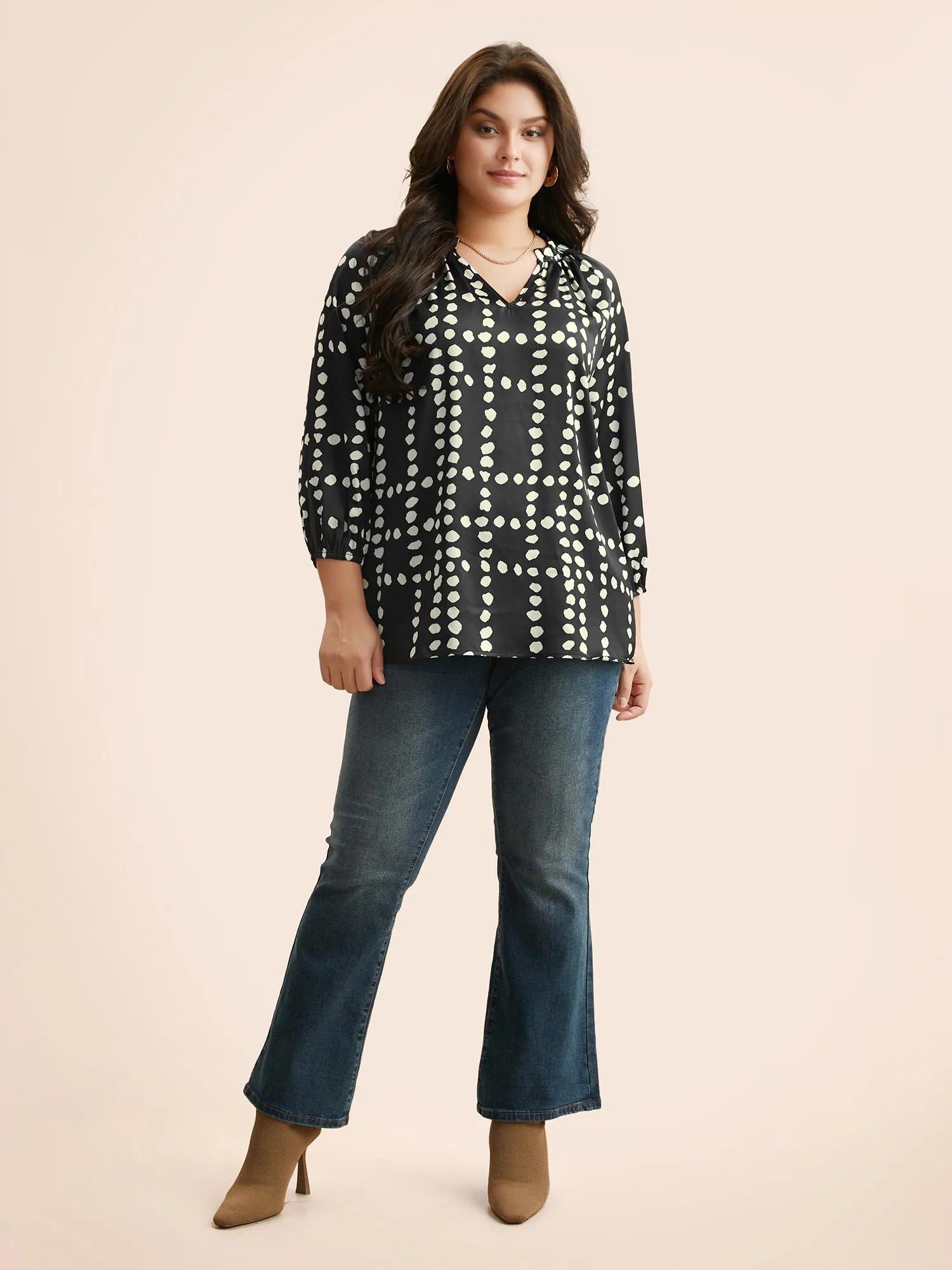 Polka Dot Ruffles Gathered Blouse sold by Bloomchic product image thumbnail 2