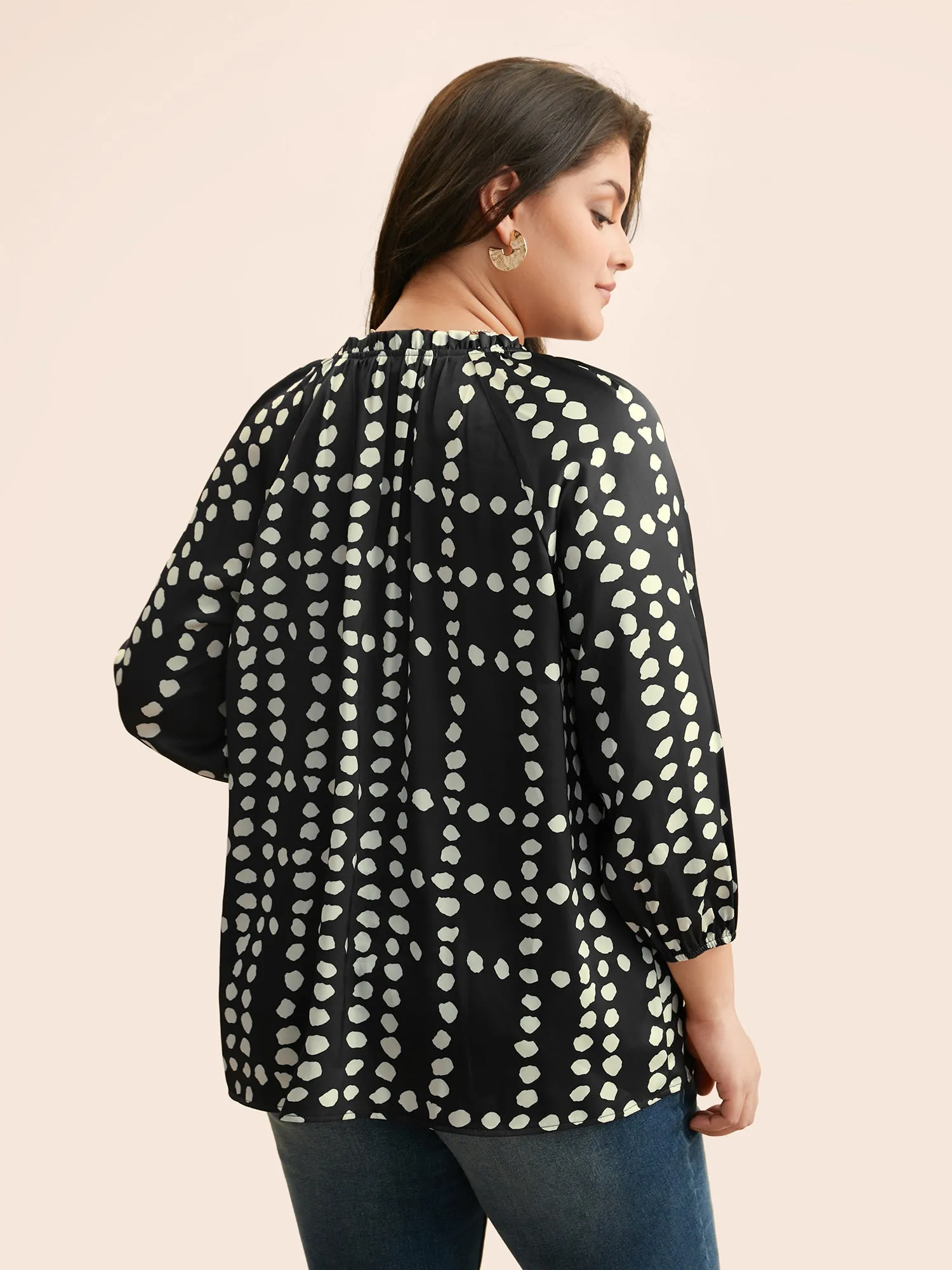 Polka Dot Ruffles Gathered Blouse sold by Bloomchic product image thumbnail 4