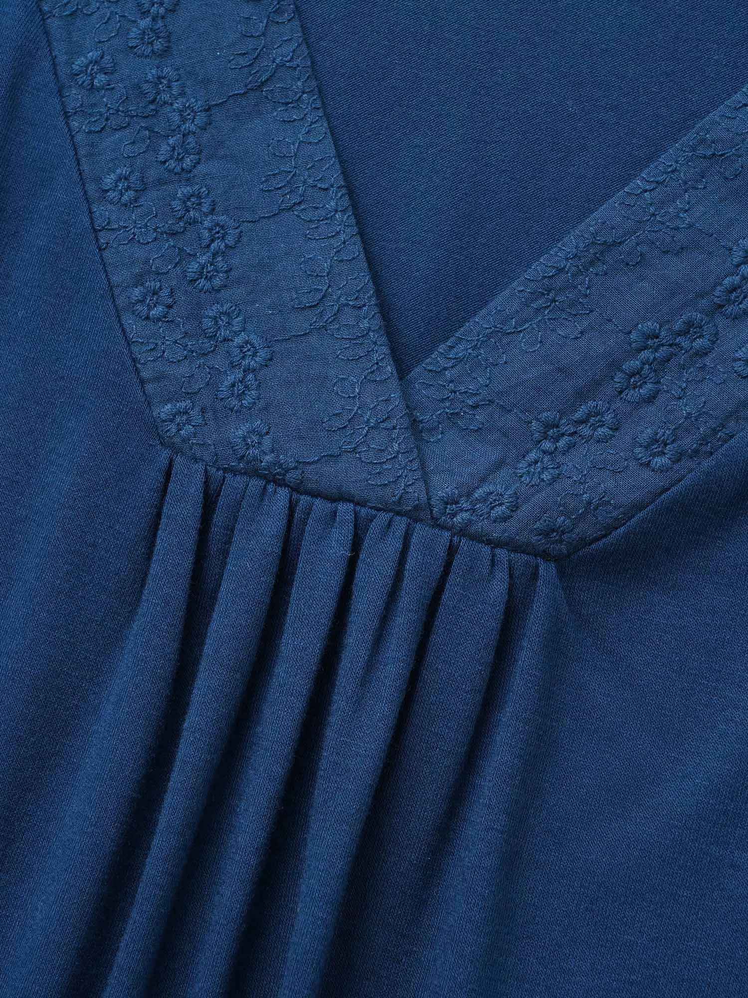 V Neck Embroidered Patchwork Gathered T-shirt sold by Bloomchic product image thumbnail 5