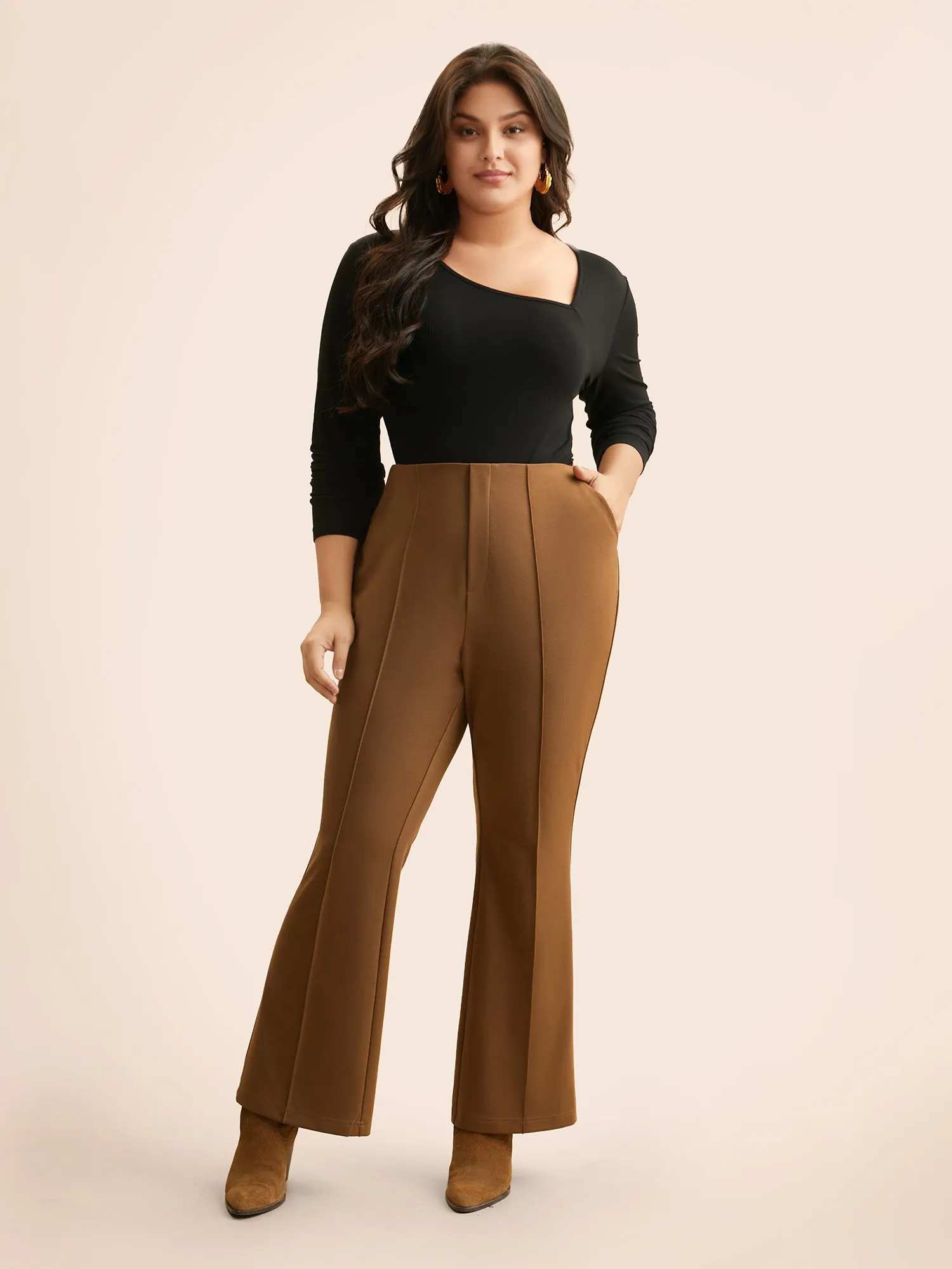 Solid Seam Detail Flare Leg Pants sold by Bloomchic product image thumbnail 3