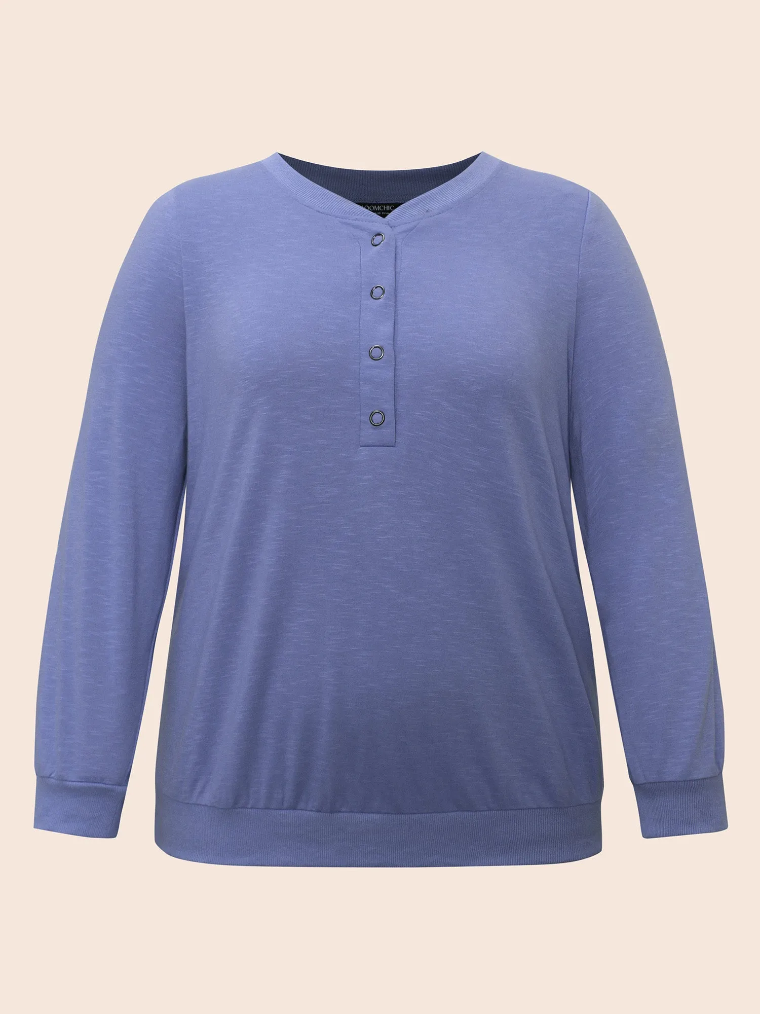 Plain Notched Collar Button Up Sweatshirt sold by Bloomchic product image thumbnail 5