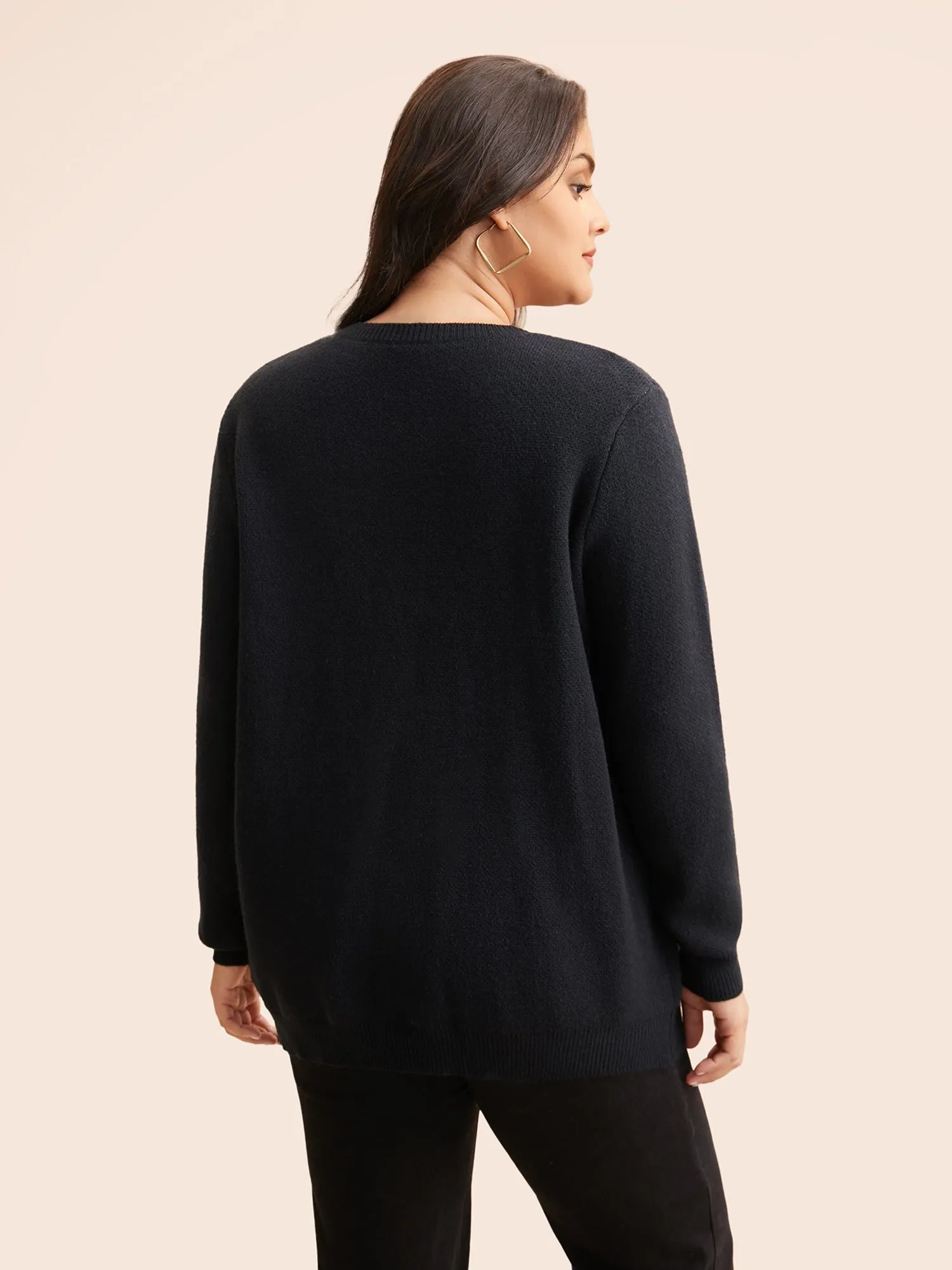 Round Neck Floral Contrast Texture Pullover sold by Bloomchic product image thumbnail 5