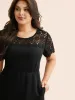 Crew Neck Lace Panel Midi Dress sold by Bloomchic