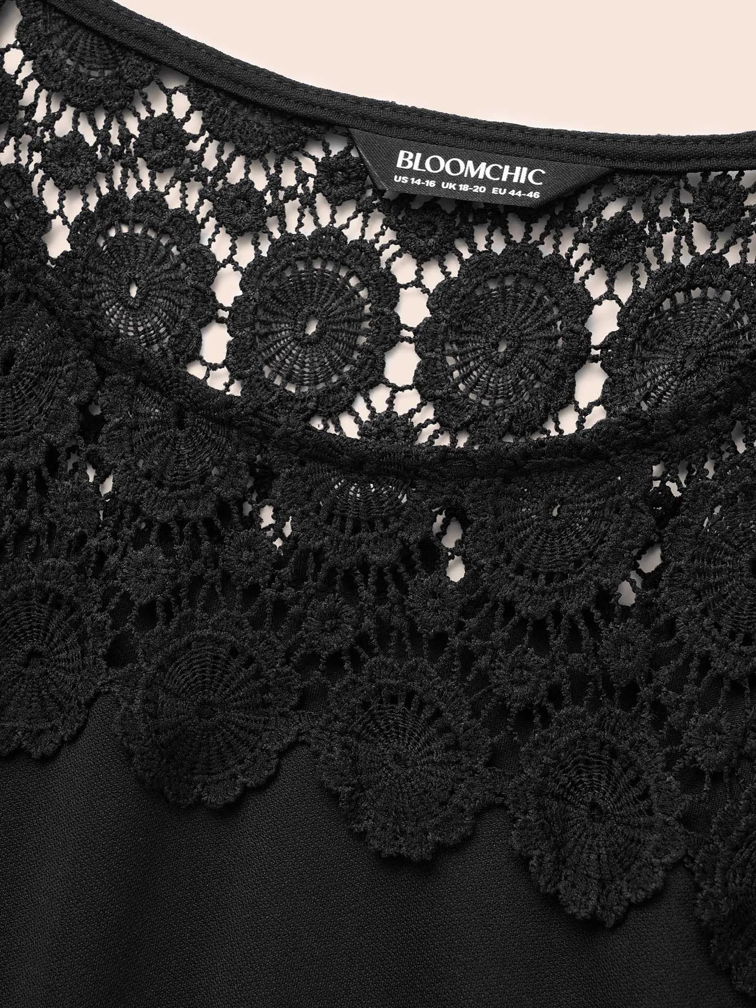 Crew Neck Lace Panel Midi Dress sold by Bloomchic product image thumbnail 5