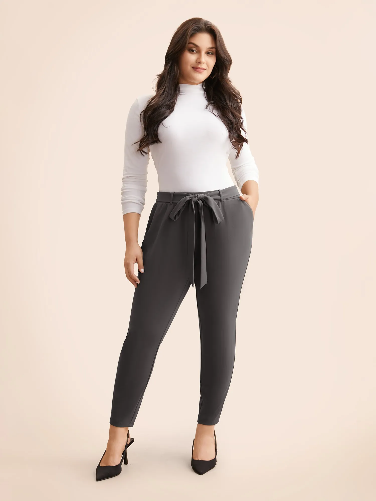 Solid Tie Knot Skinny Pants sold by Bloomchic product image thumbnail 3