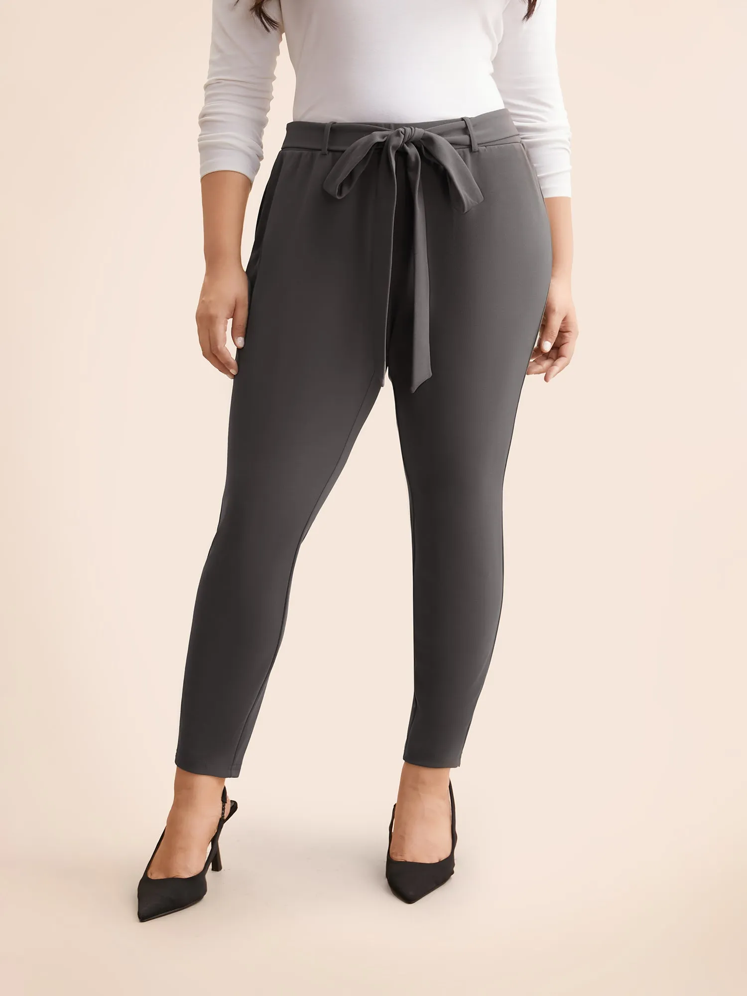 Solid Tie Knot Skinny Pants sold by Bloomchic