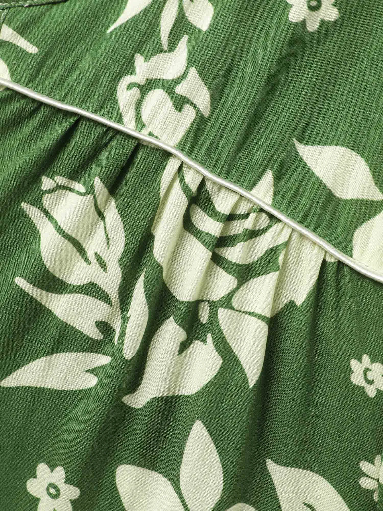 Floral Notched Gathered Lantern Sleeve Blouse sold by Bloomchic product image thumbnail 5