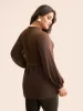 Jacquard Patchwork Mesh Lantern Sleeve T-shirt sold by Bloomchic