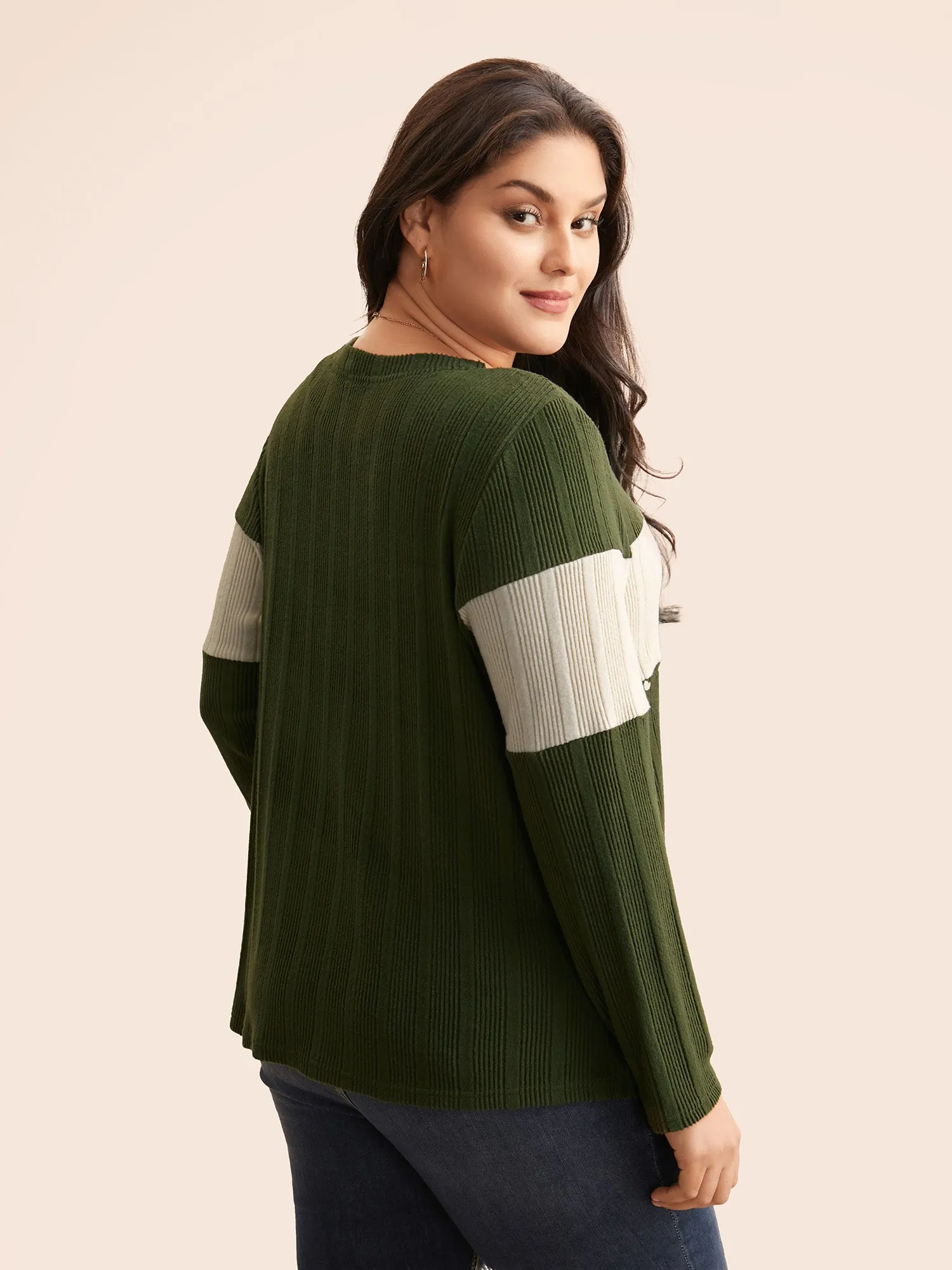 Contrast Patchwork Textured T-shirt sold by Bloomchic product image thumbnail 2