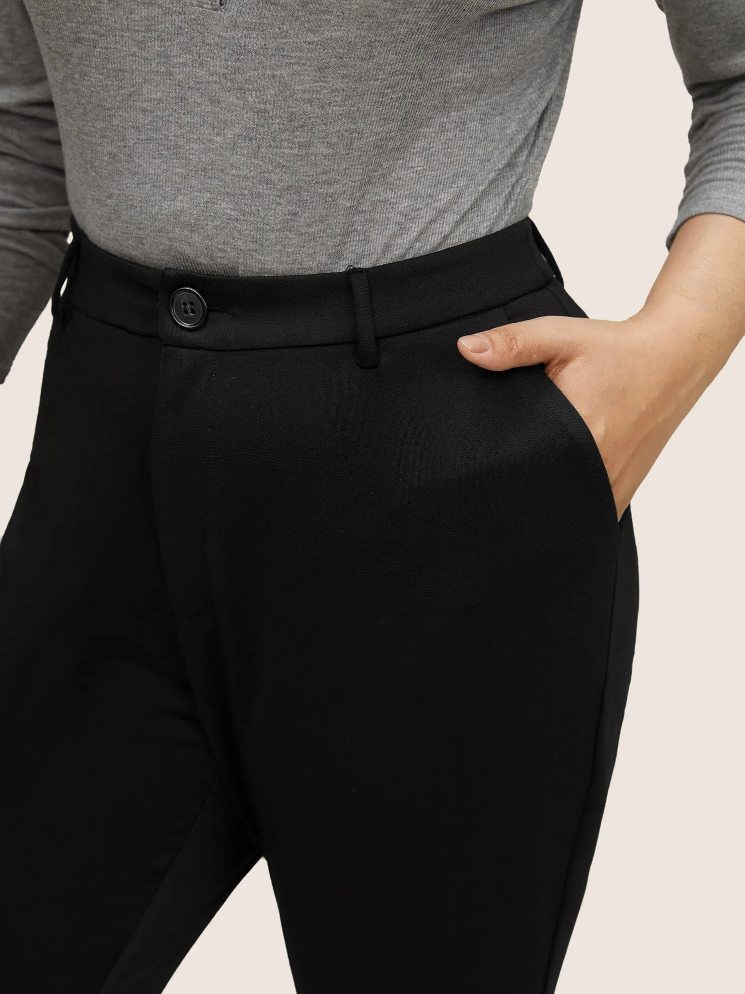 Solid High Rise Slant Pocket Flare Leg Pants sold by Bloomchic product image thumbnail 4