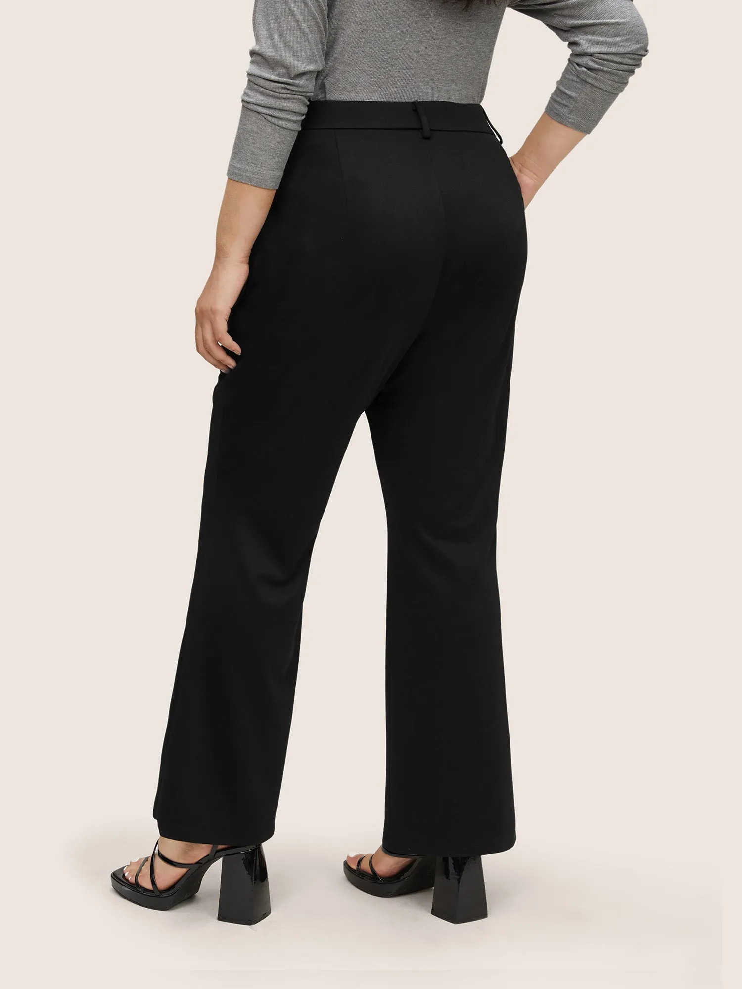 Solid High Rise Slant Pocket Flare Leg Pants sold by Bloomchic product image thumbnail 2