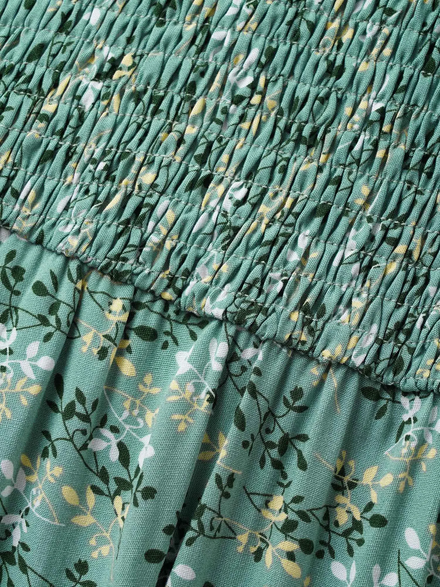 Rayon Ditsy Floral V Neck Shirred Dress sold by Bloomchic product image thumbnail 5