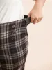 Plaid Button Detail Mid Rise Pants sold by Bloomchic
