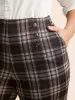 Plaid Button Detail Mid Rise Pants sold by Bloomchic