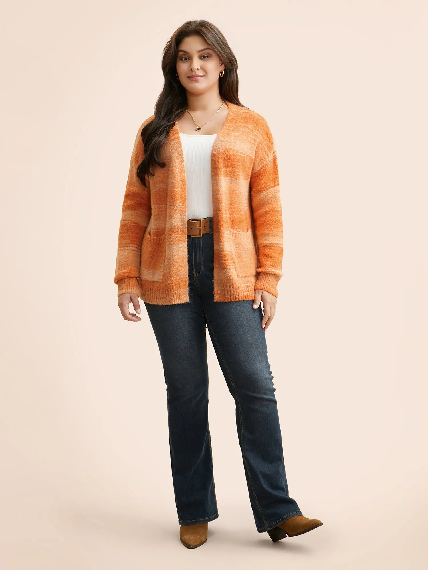 Ombre Patch Pocket Drop Shoulder Cardigan sold by Bloomchic product image thumbnail 3
