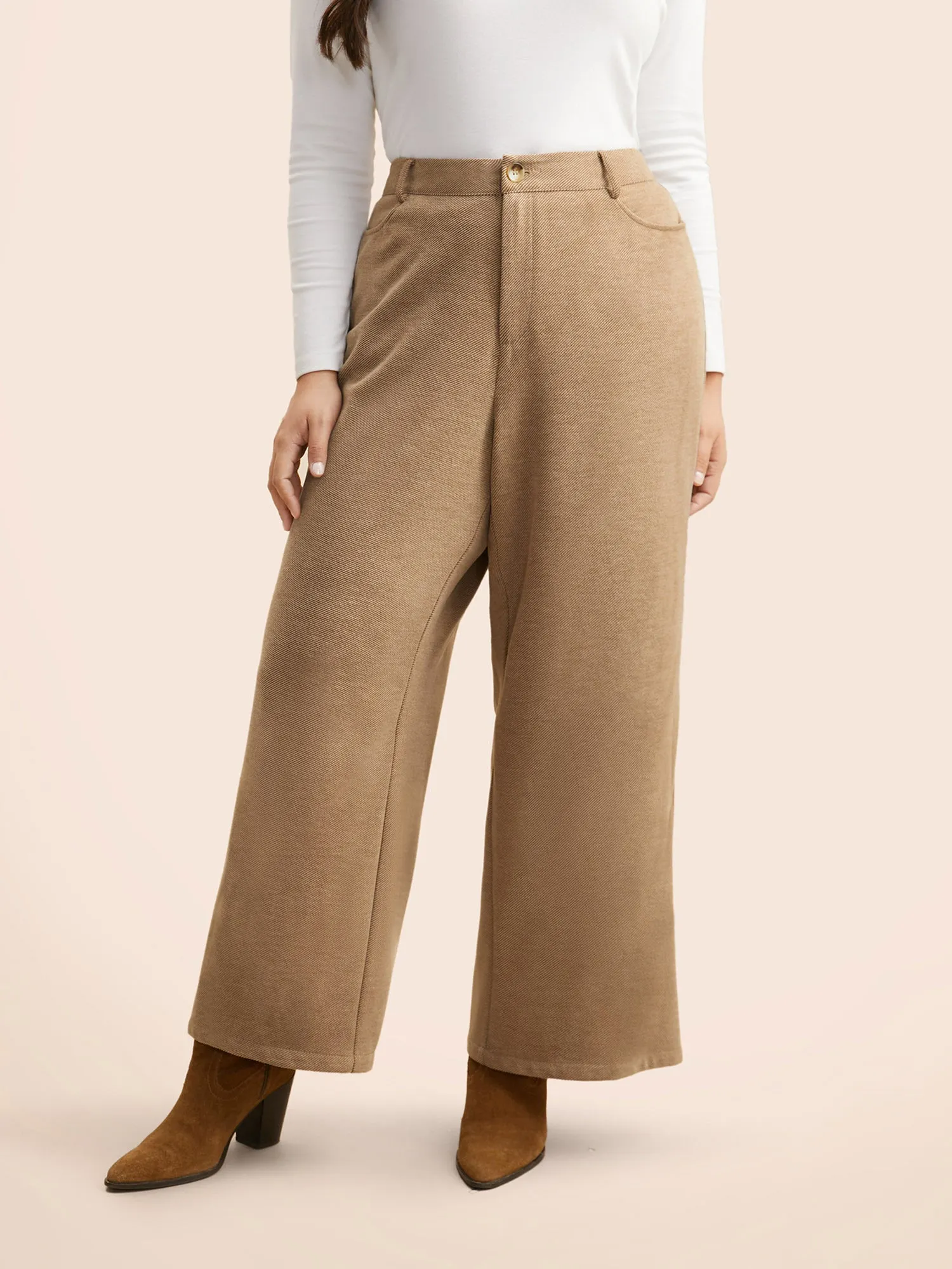 Mid Rise Slanted Pocket Wide Leg Pants sold by Bloomchic
