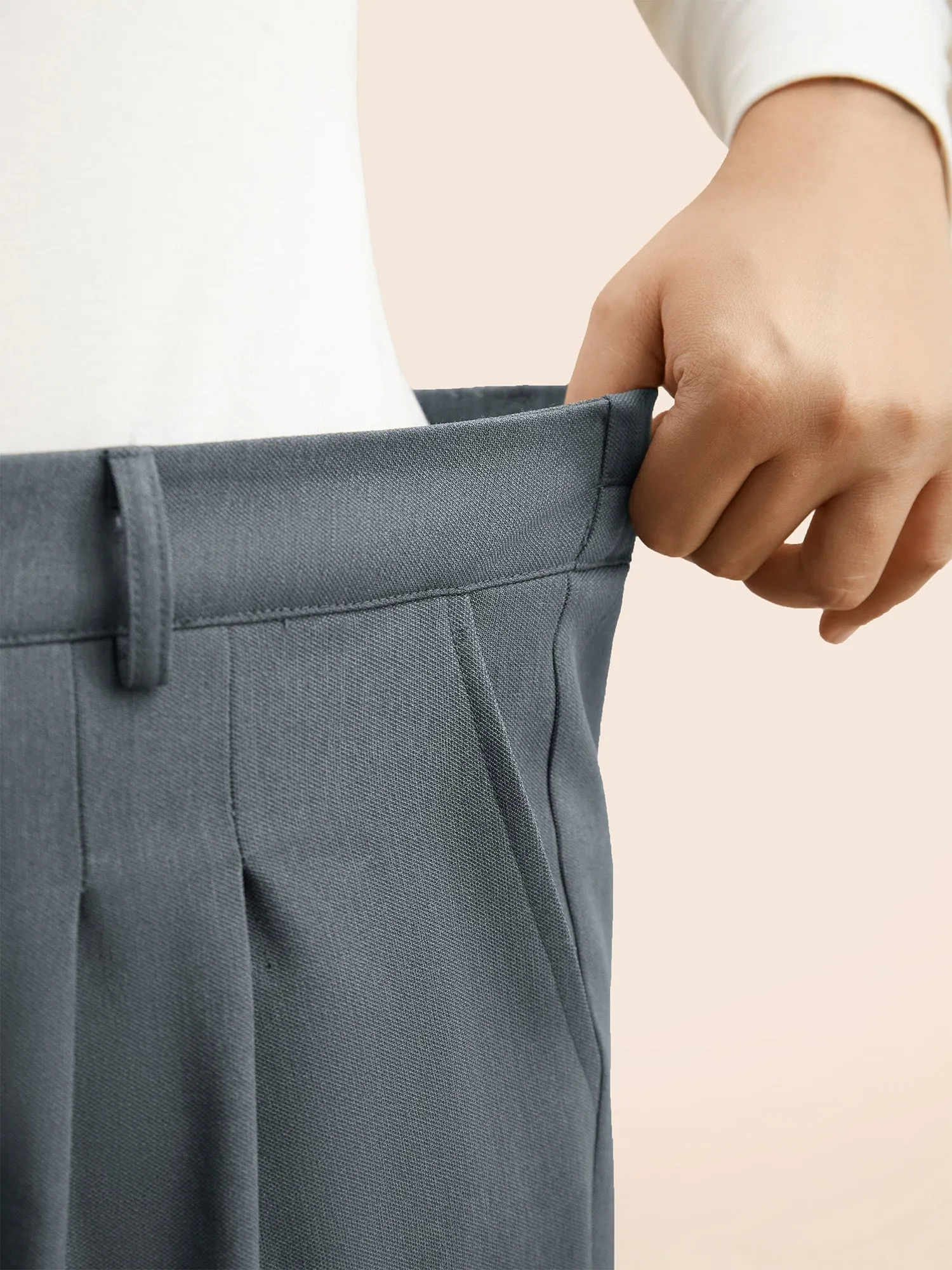 Mid Rise Pleated Straight Leg Pants sold by Bloomchic product image thumbnail 4