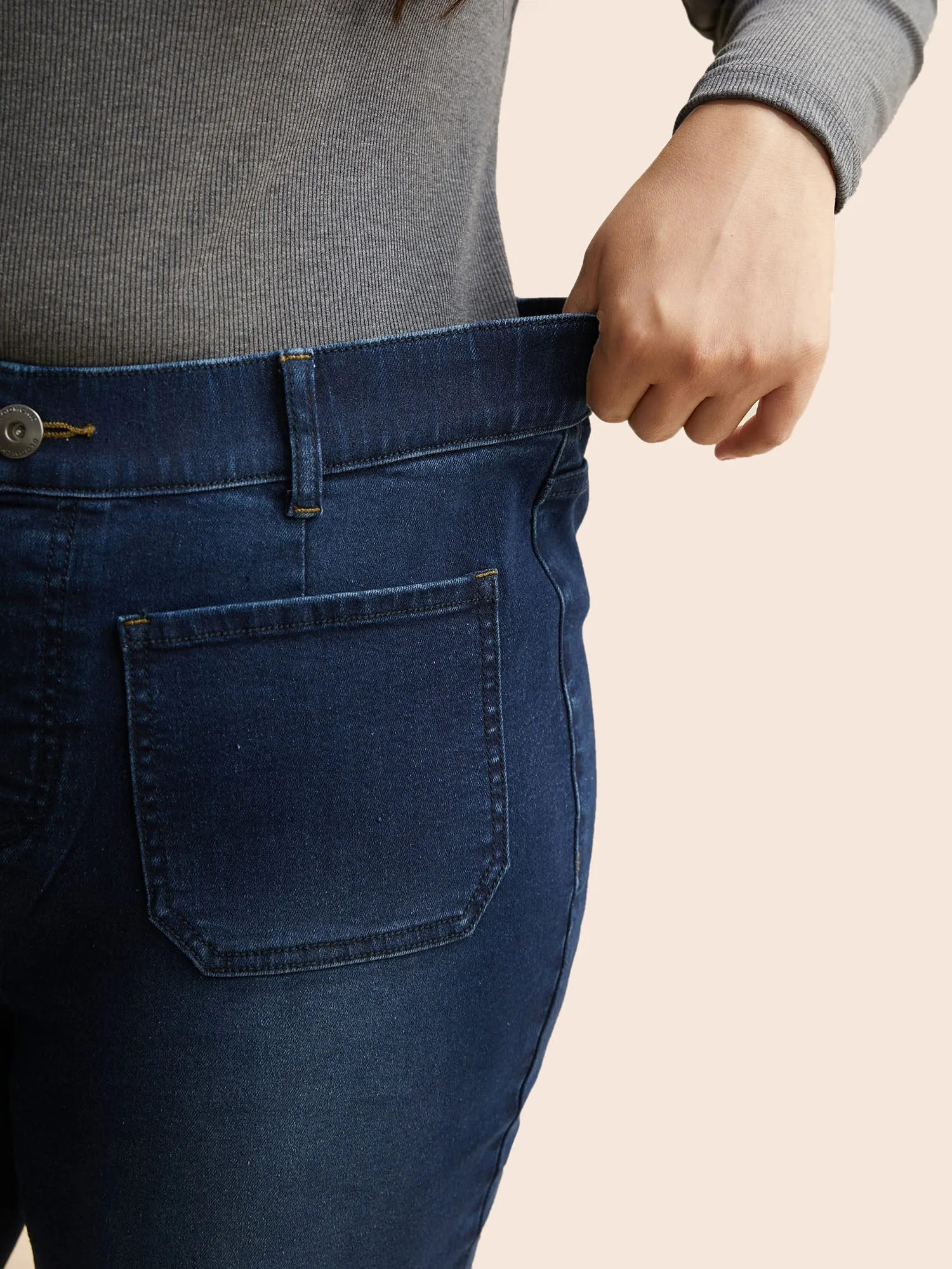 Dark Wash Patch Pocket Bootcut Jeans sold by Bloomchic product image thumbnail 4